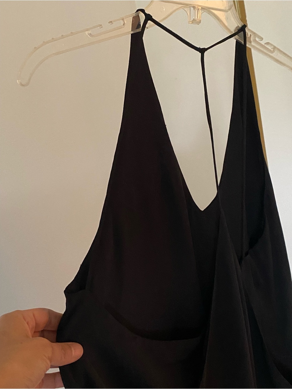 Twist Black Draped Open-Side Racerback Tank Top - Picture 9 of 12